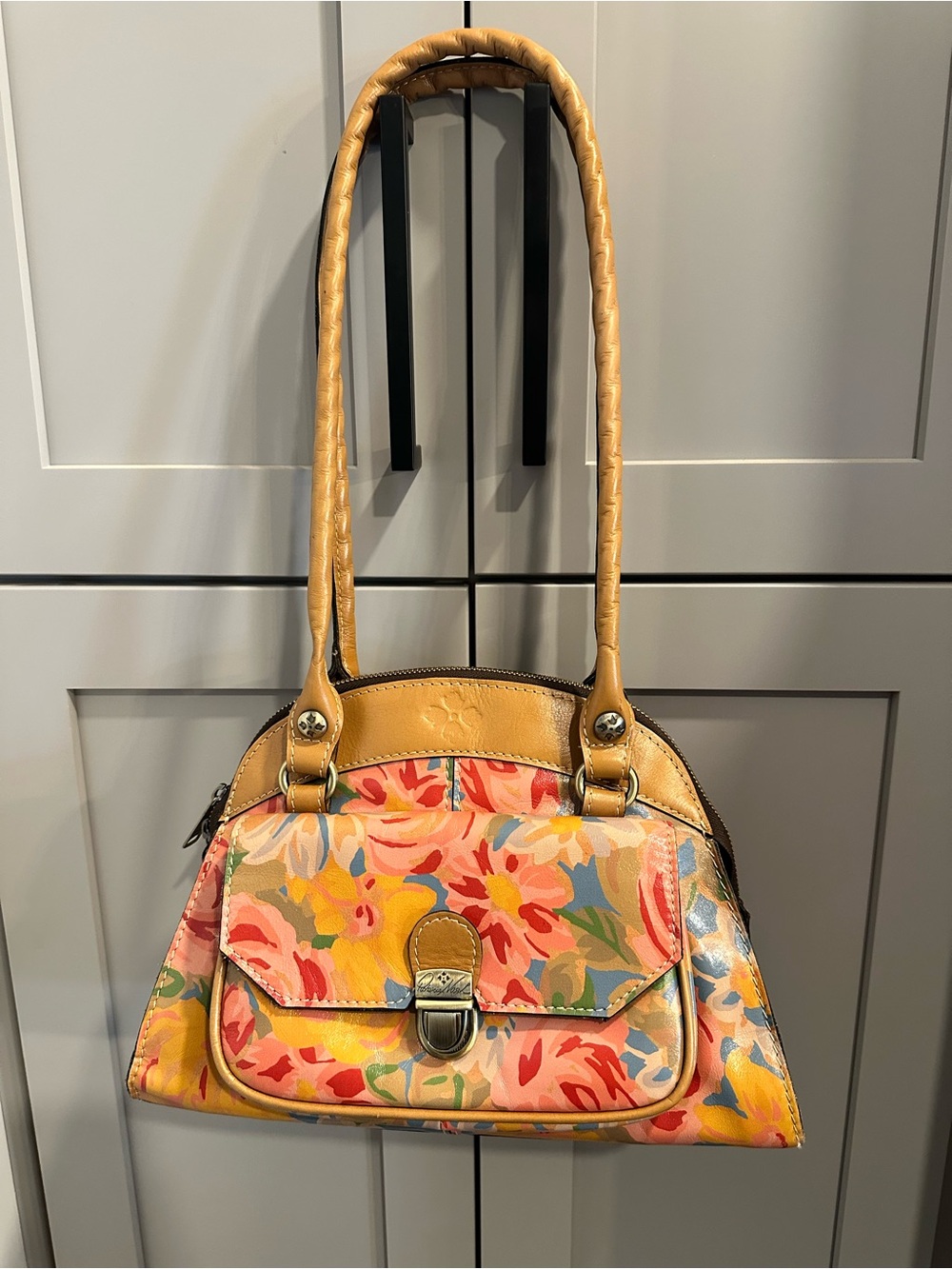 Patricia Nash Yellow Floral Shoulder Bag with Multicolor Print